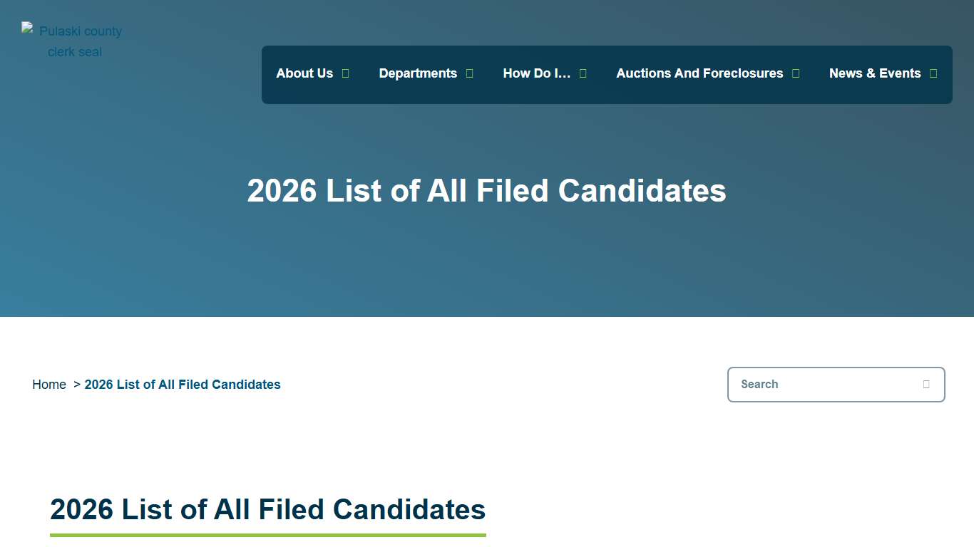 2026 List of All Filed Candidates > Arkansas Pulaski County Circuit Clerk